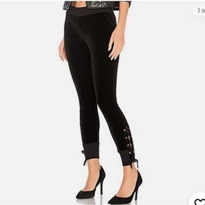 n:philanthropy Black Velvet Lace-Up Leggings.